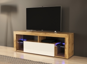 Hugo HG140 Тумба під телевізор дуб вотан/білий глянець, LED