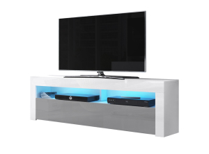 Mex MX140 Тумба під телевізор, Білий / Сірий глянець LED