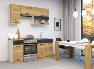 Nina Кухонна стінка 120+60 білий платиновий/дуб крафт золотий, матера