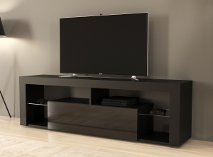 Hugo HG160 Тумба під телевізор чорний/чорний глянець LED