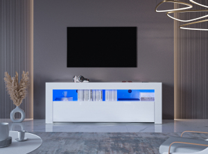Mex MX160 Тумба під телевізор, Білий / Білий глянець LED