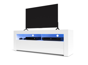 Mex MX160 Тумба під телевізор, Білий / Білий глянець LED