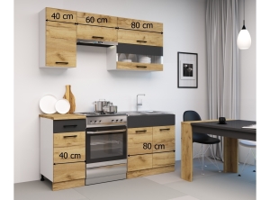 Nina Кухонна стінка 120+60 білий платиновий/дуб крафт золотий, матера