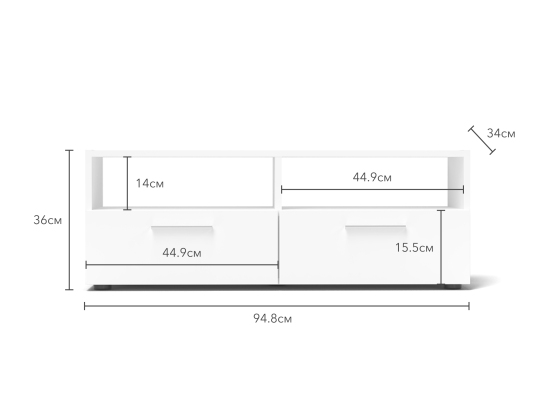 Tipo TP1 Тумба под телевизор 2Д, белый платиновый/белый платиновый