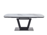 Стол обеденный раскладной Armani 140-180x80 чёрный/белый мрамор