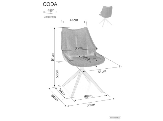 Крісло обертове CODA Signal Сірий Vardo 11