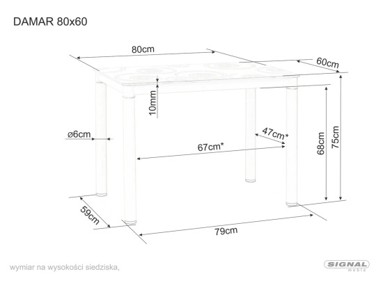 Стіл обідній Signal Damar 80х60 чорний