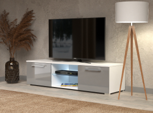 Moon MN140 Тумба під телевізор, білий/сіра перлина глянець MDF