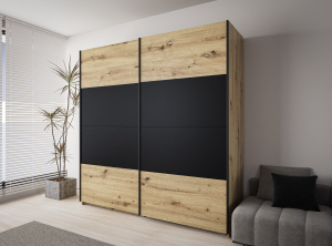Smart Loft 2 ST200 Гардеробный шкаф 2Д Дуб артизан / Дуб артизан, Чёрный