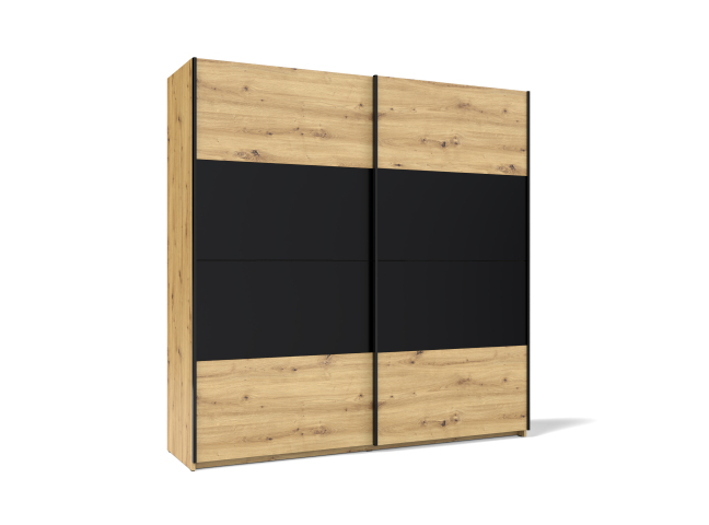 Smart Loft 2 ST200 Шафа гардеробна 2Д дуб артізан/дуб артізан, чорний