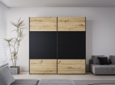 Smart Loft 2 ST200 Шафа гардеробна 2Д дуб артізан/дуб артізан, чорний