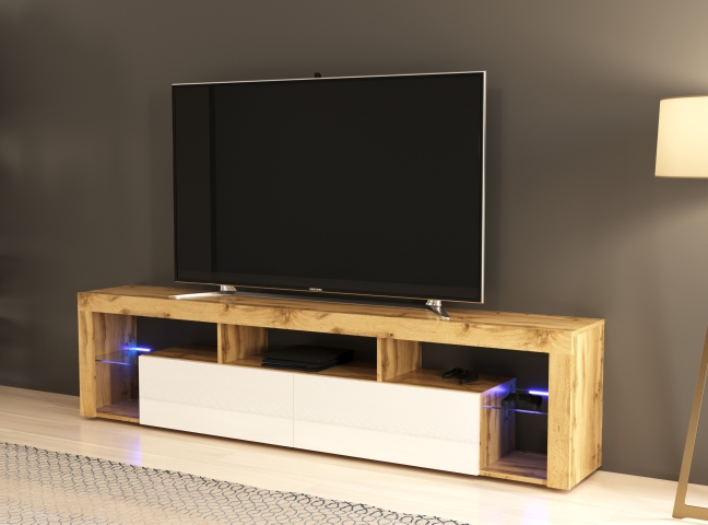 Hugo HG200 Тумба під телевізор, дуб вотан/білий глянець LED