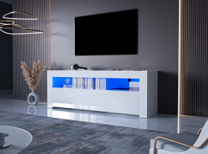 Mex MX140 Тумба під телевізор, білий/білий глянець LED