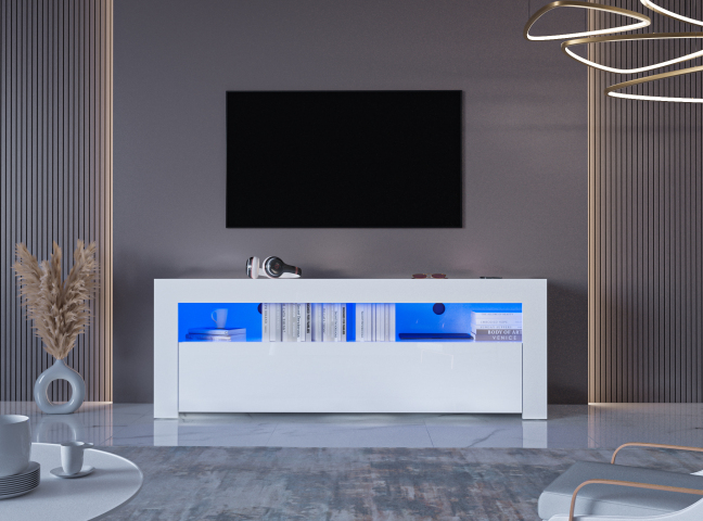 Mex MX140 Тумба під телевізор, білий/білий глянець LED