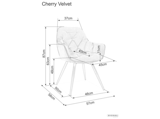 Стілець Cherry Velvet 28 Signal бежевий/чорний