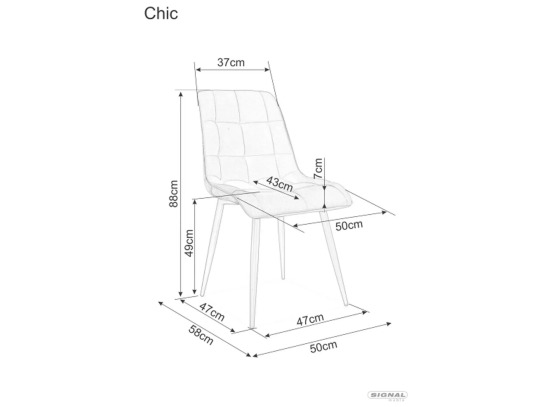 Стілець Chic Velvet 38 Signal капучіно/чорний