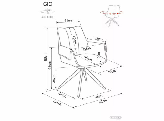Крісло Gio 252 Signal сірий/чорний