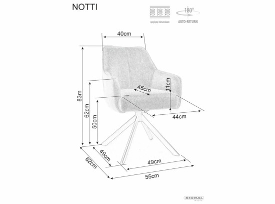 Стілець Notti Leo 07 Signal сірий/чорний