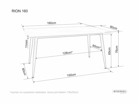 Стіл обідній Rion Signal 160x90 чорний матовий